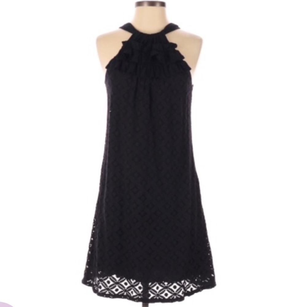 Ella Moss Black Floral Lace Sleeveless Shift Dress